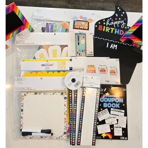 Lg Lot Teacher Classroom Decorations, Stickers, Writing Pads, B-Day Board